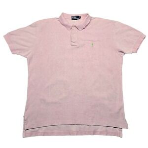 Ralph Lauren Polo Shirt Mens XL Pink Green Pony Classic Short Sleeve 100% Cotton